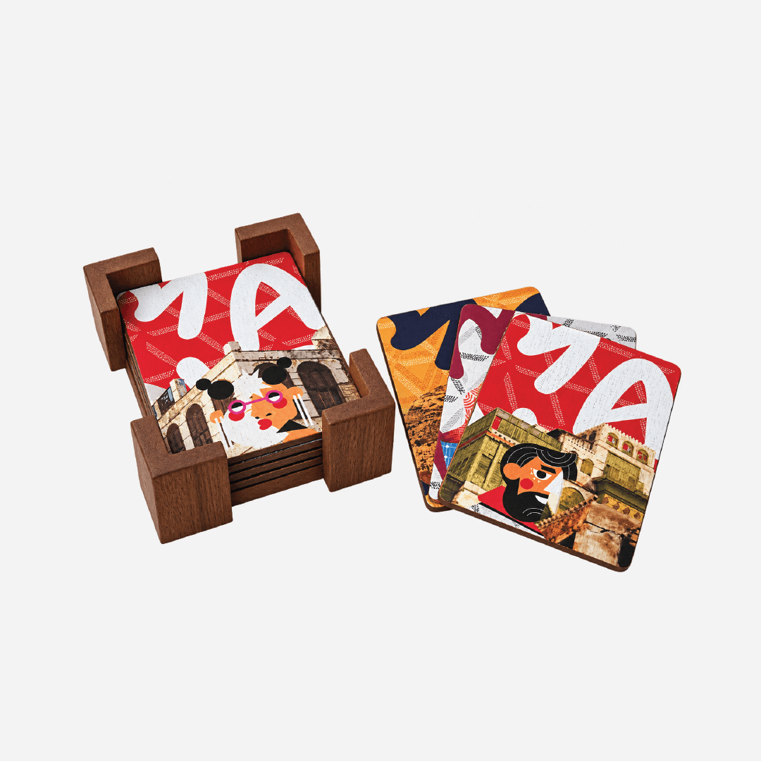Mand Kingdom Wooden Coaster Set